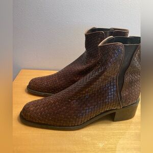 Vintage Brown Cole Haan Basket Weave Leather Ankle boots